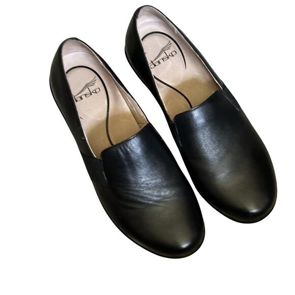 Dansko Black Nappa Leather Addy Slip On Comfort Shoes Size 39 8 - Picture 2 of 11